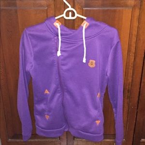 Purple asymmetrical nautical detail hoodie large